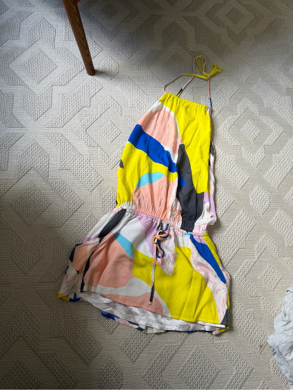 'Multicolor Abstract Print Halter Dress